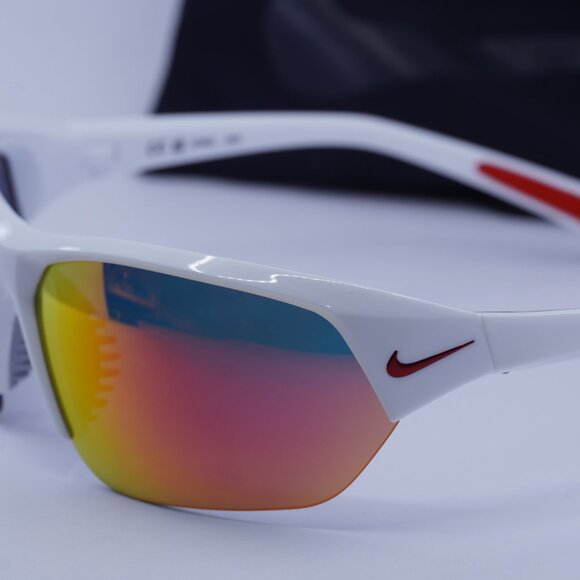 NIKE SKYLON ACE FQ4683 106 Geometric Sunglasses - White/Grey/Red Mirror - Picture 4 of 9